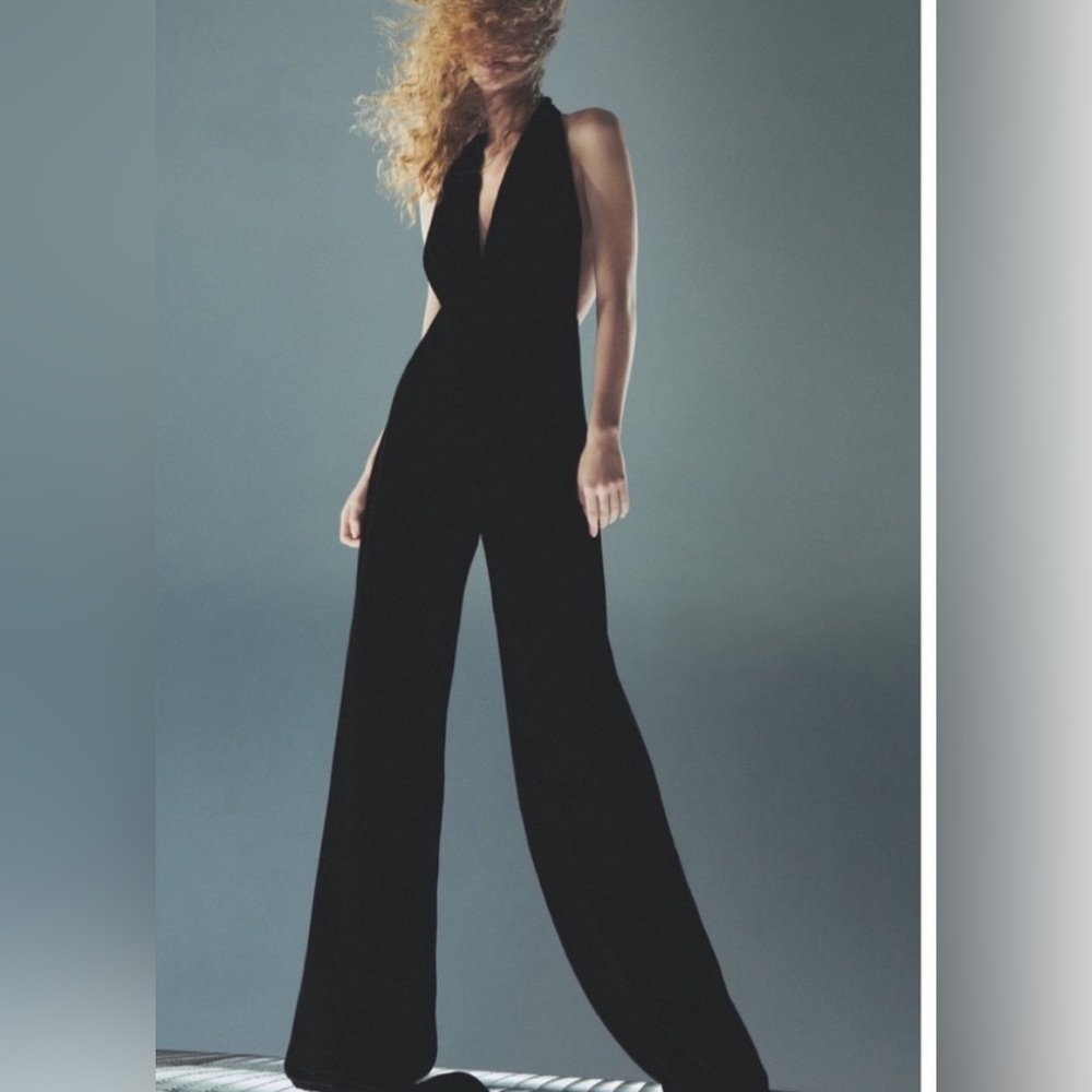 Zara velvet halter jumpsuit